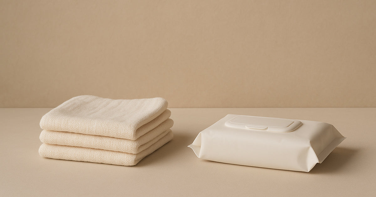 weiche Waschlappen als nachhaltige und hautfreundliche Alternative zu Feuchttücher